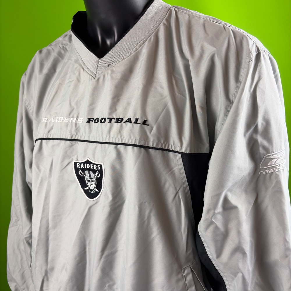 VTG Y2K Raiders NFL On Field Reebok Pullover Windbreaker Mens XL Light Jacket
